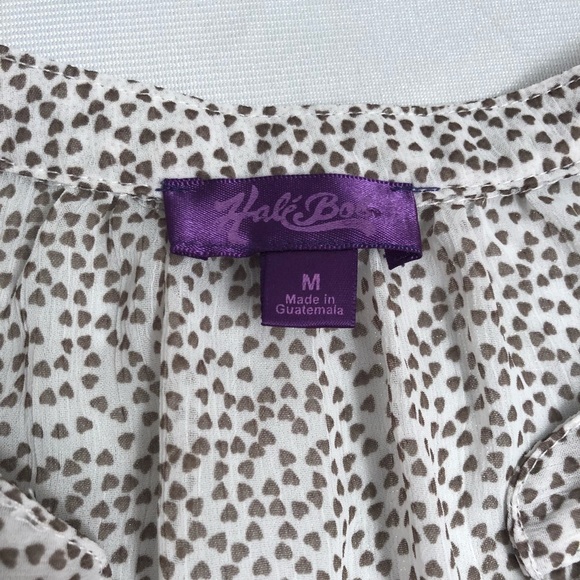 Hale Bob sheer v-neck button up blouse with tiny hearts - Picture 5 of 9